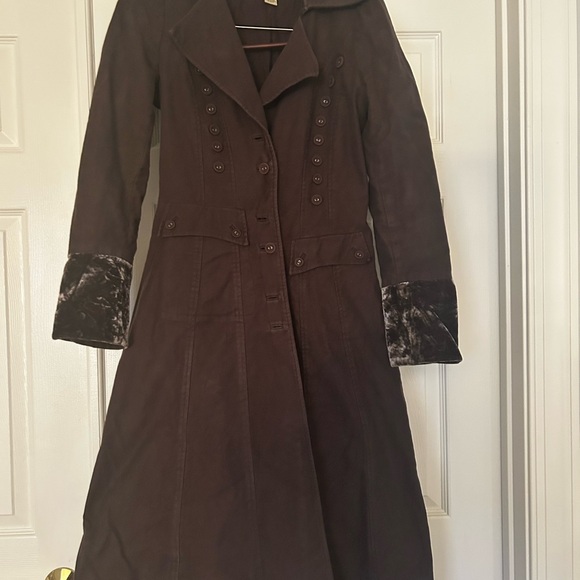 Elevenses Anthropologie Victorian Steampunk Long Trench Duster Coat size 4 - Picture 5 of 5